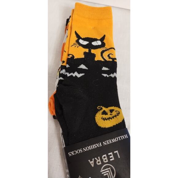 New Lebra Halloween Fashion Socks Size 9-11 Orange, White, Black - Picture 3 of 4